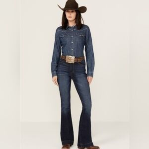 Women's Kimes Jennifer Jeans Dark Wash High Rise Wide Flare 8/32